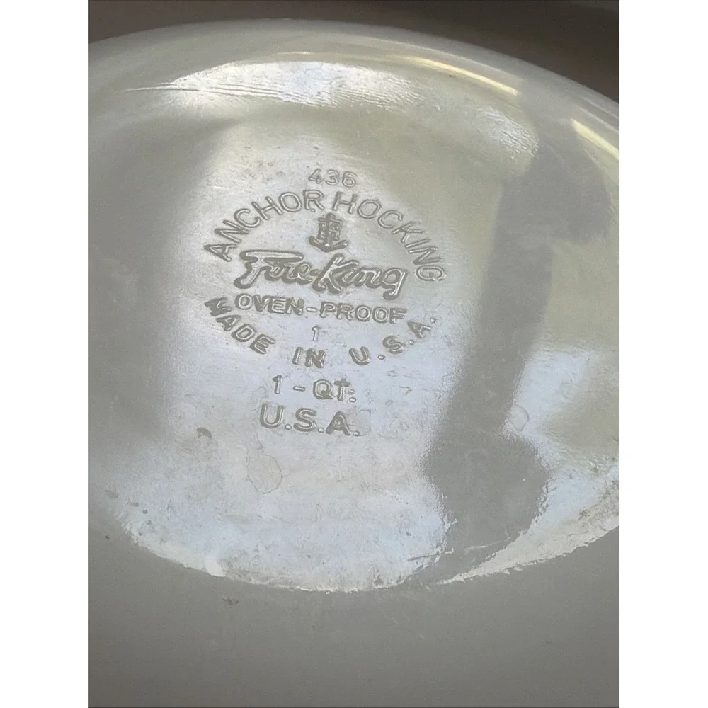Anchor Hocking‎ Casserole Dish 1 Qt Green Meadow 436 Fire King Oven Proof No Lid